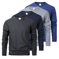 Printemps automne hommes T-shirts à manches longues décontracté hauts couleur unie haute qualité noir T-Shirt classique hommes vêtements 1