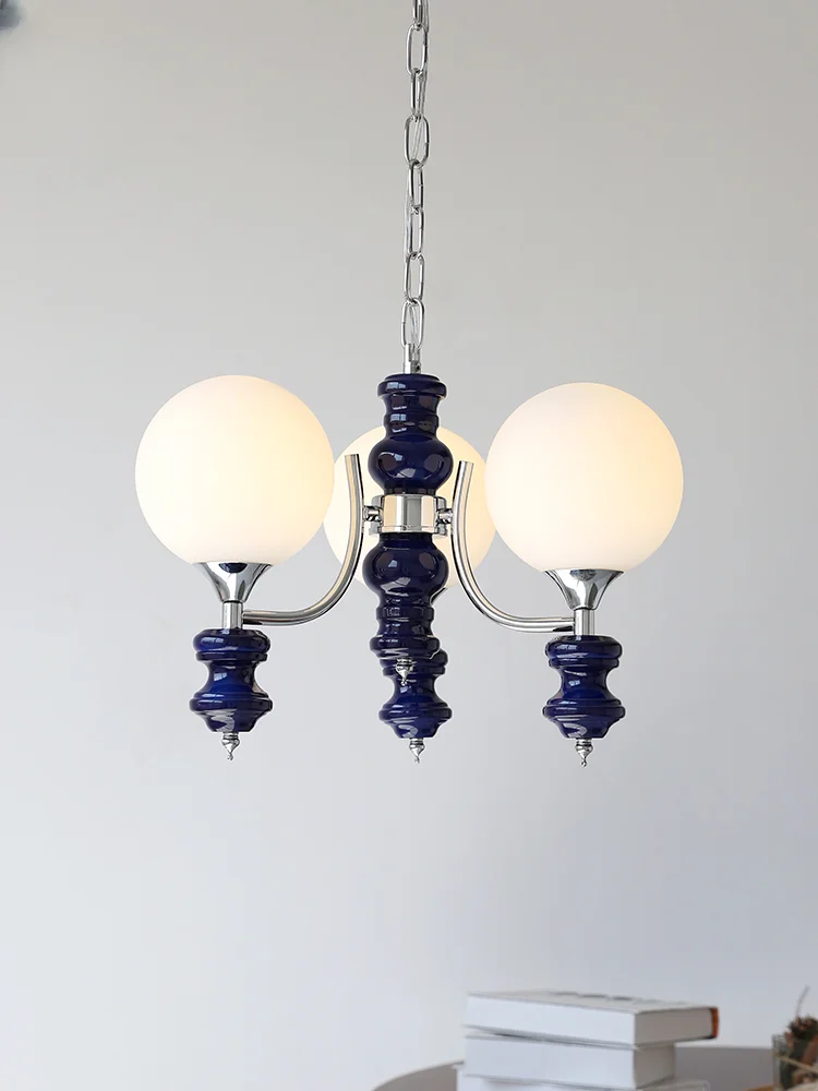 Light French bedroom chandelier Medieval Bauhaus restaurant small living room Nordic dark blue American garden Roman column lamp