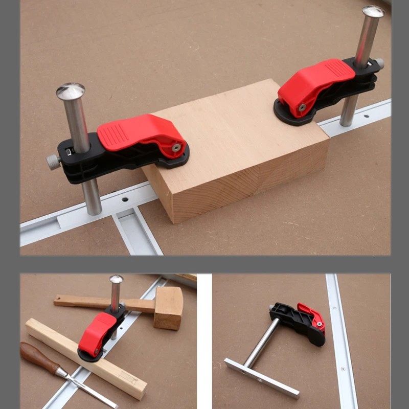 목공 데스크탑 퀵 액팅 홀드 다운 클램프, 목공 벤치용 빠른 고정 클립, 19mm, 20mm 홀 또는 30 타입 트랙, 2 개