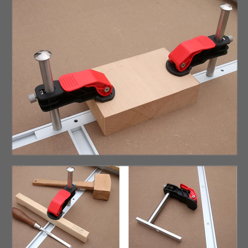 Imagem -03 - Woodworking Desktop Quick Acting Mantenha Pressionada a Braçadeira Clipe Fixo Rápido para Bancos de Madeira 19 mm 20 mm Hole 30 tipo Track Pcs
