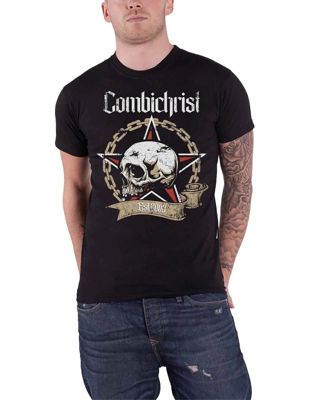 

Combichrist T Shirt Skull Band Logo new Official Mens Black Size XL