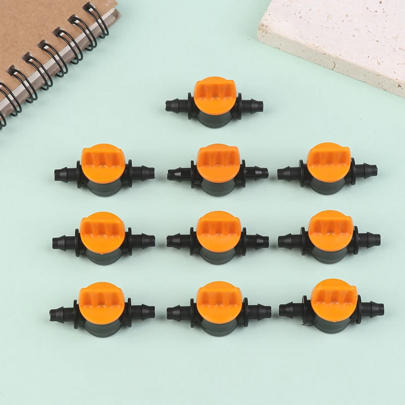 

10Pcs 1/4'' Barbed Mini Valve Shut Off Coupling Connectors Adaptor For 4/7MM Hose Garden Water Irrigation Pipe