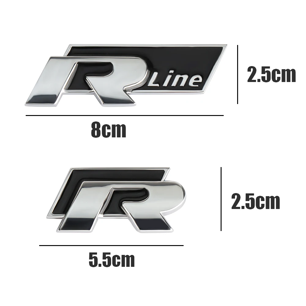 3D Metal R RLINE Badge Car Front Grille Emblem Decoration Sticker for Volkswagen VW Golf Passat Tiguan Scirocco Jetta Polo T-ROC