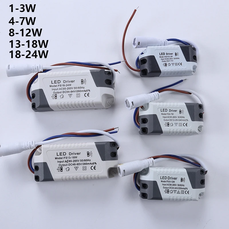 High Quality LED Driver With 1-3W 4-7W 8-12W 13-18W 18-24W For LEDs Power Supply Input AC90-265V Lighting Transformers