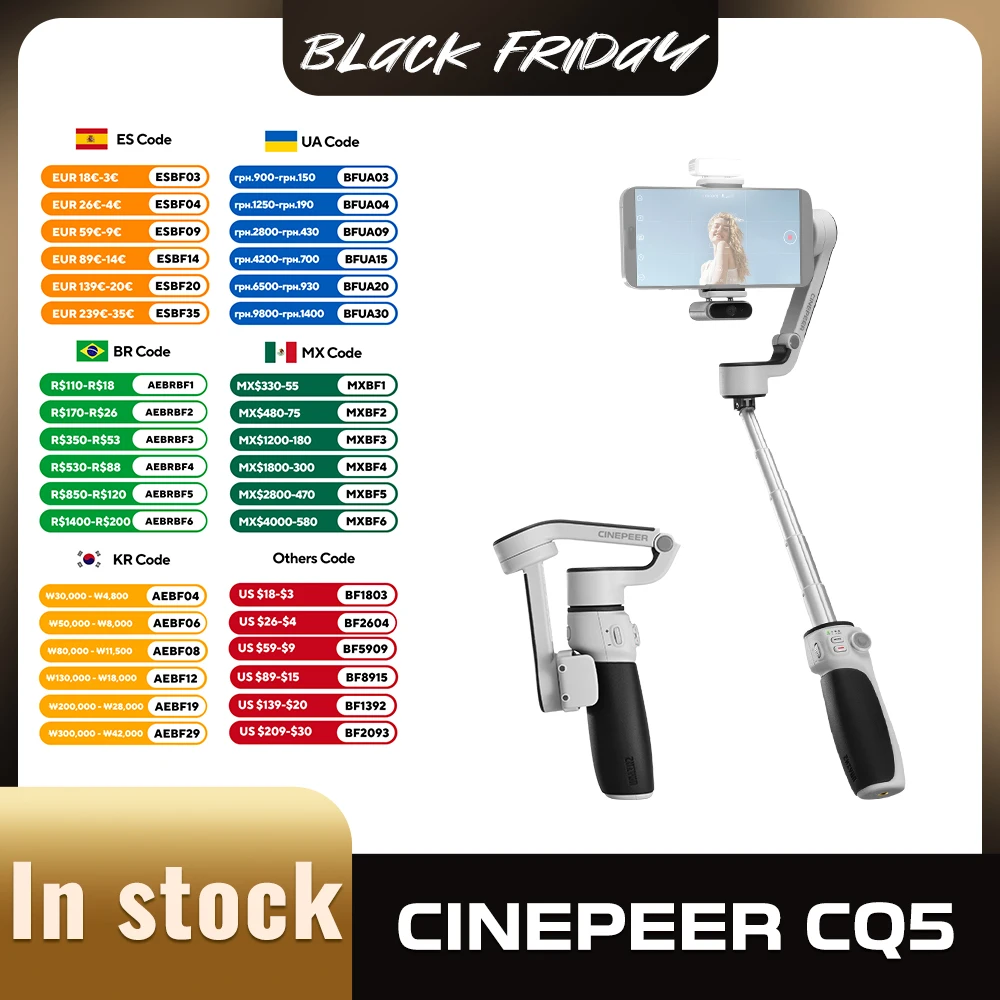 

ZHIYUN Official CINEPEER CQ5 3-Axis Phone Gimbal equipped with AI Face Tracking and Fill Light for iPhone 16 Android Smartphone