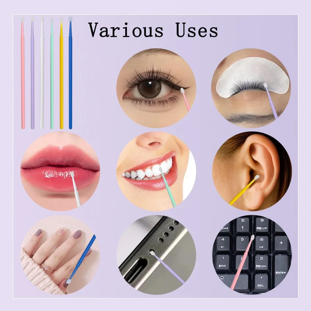 100 Pack Nano Cotton Swabs, Fine Point Makeup Correction Swabs for Eyeliner, Lipstick, and Eyeshadow, Precision Cleaning Sticks for Eyelash Extension and Nail Care