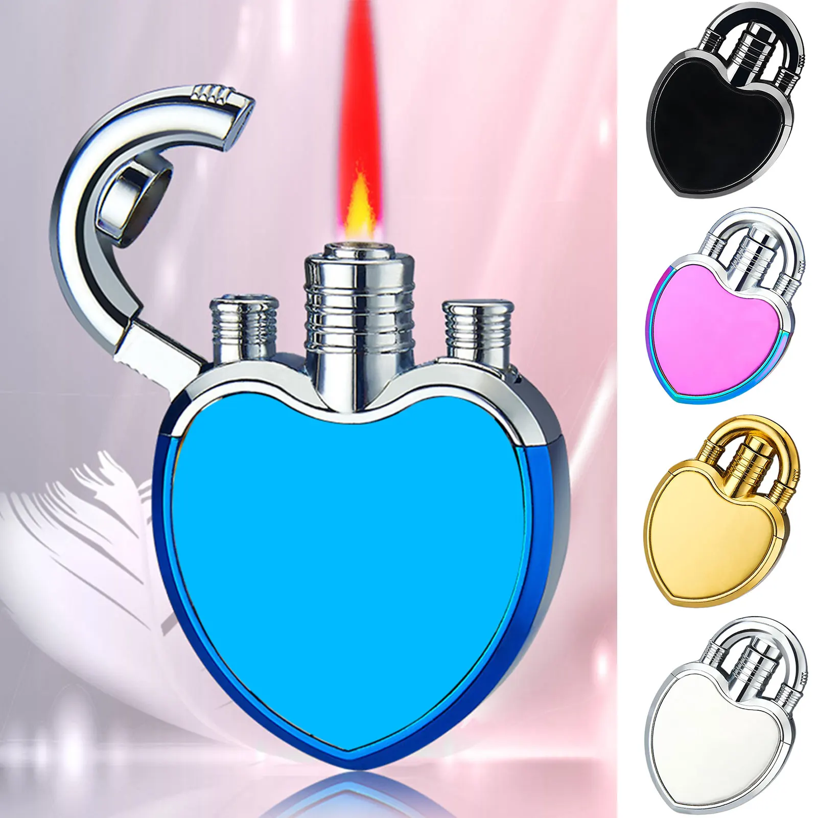 

Портативная креативная модная металлическая газовая зажигалка Love Butane Cool Red Flame, женский гаджет для сигарет, мужской подарок, маленький и милый