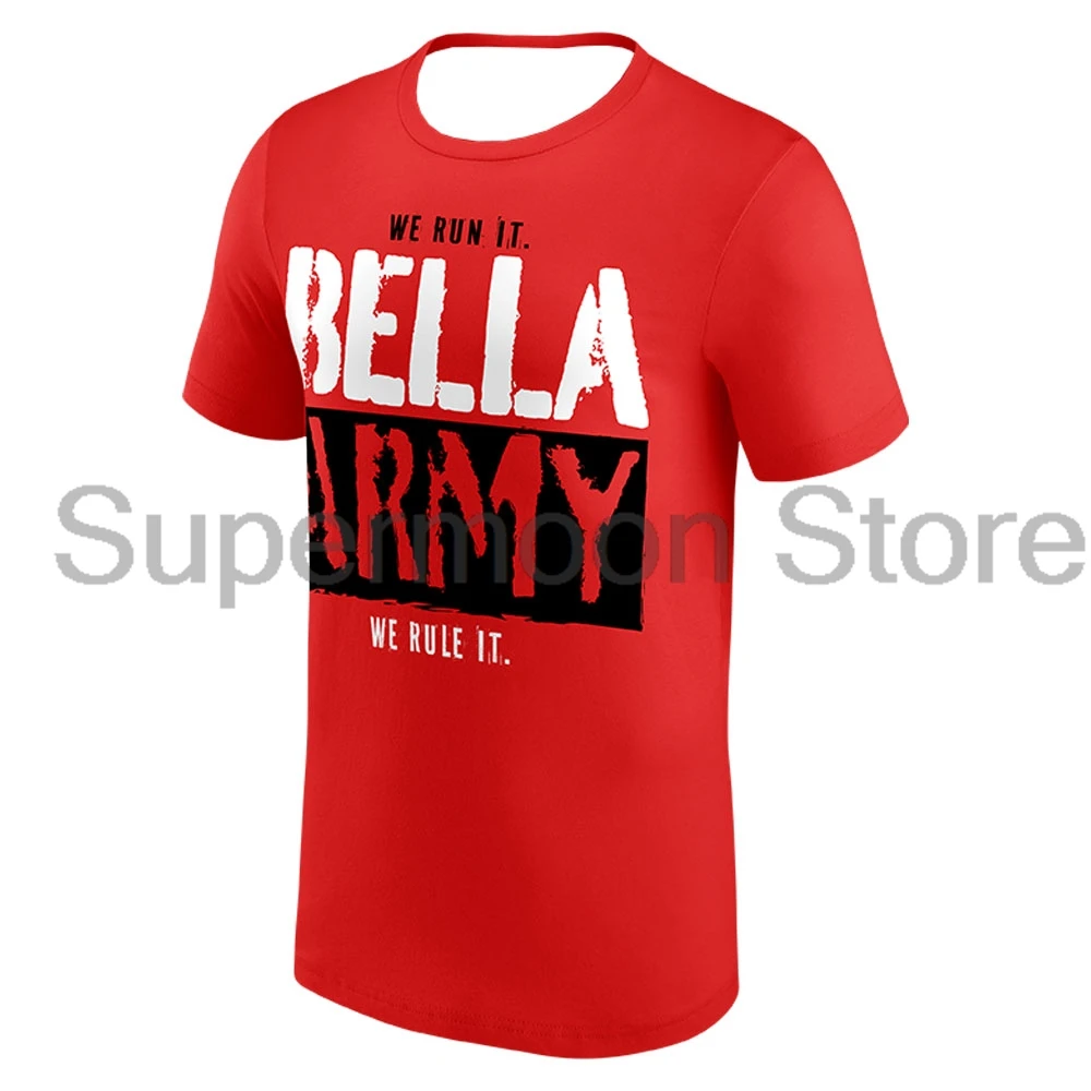 Men's Red The Bella Twins We Run It We Rule It T-shirt Crewneck Short Sleeve Polyester Tee Women Streetwear Tops