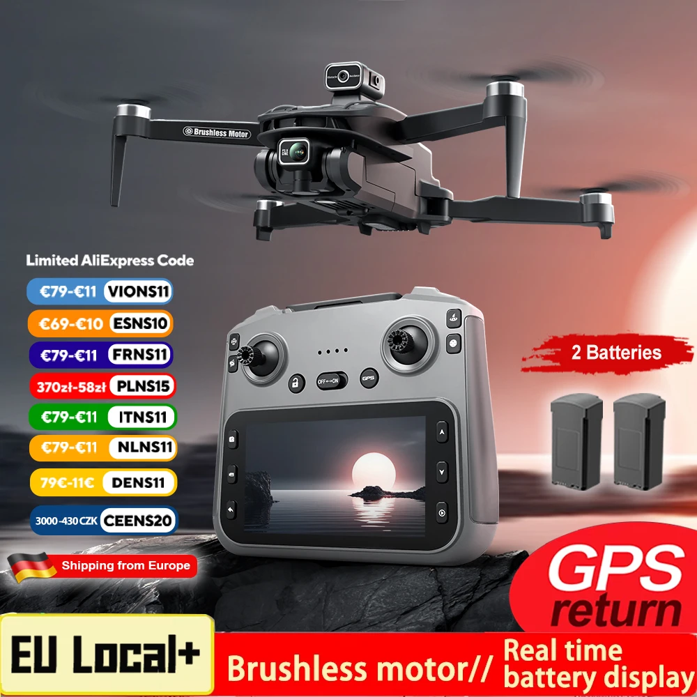 V168 MAX GPS Drone 4K Professionele HD Camera Luchtfotografie 5G FPV Borstelloze Motor 360 ° Obstakelvermijdende drone-speelgoed met grote scherm-afstandsbediening