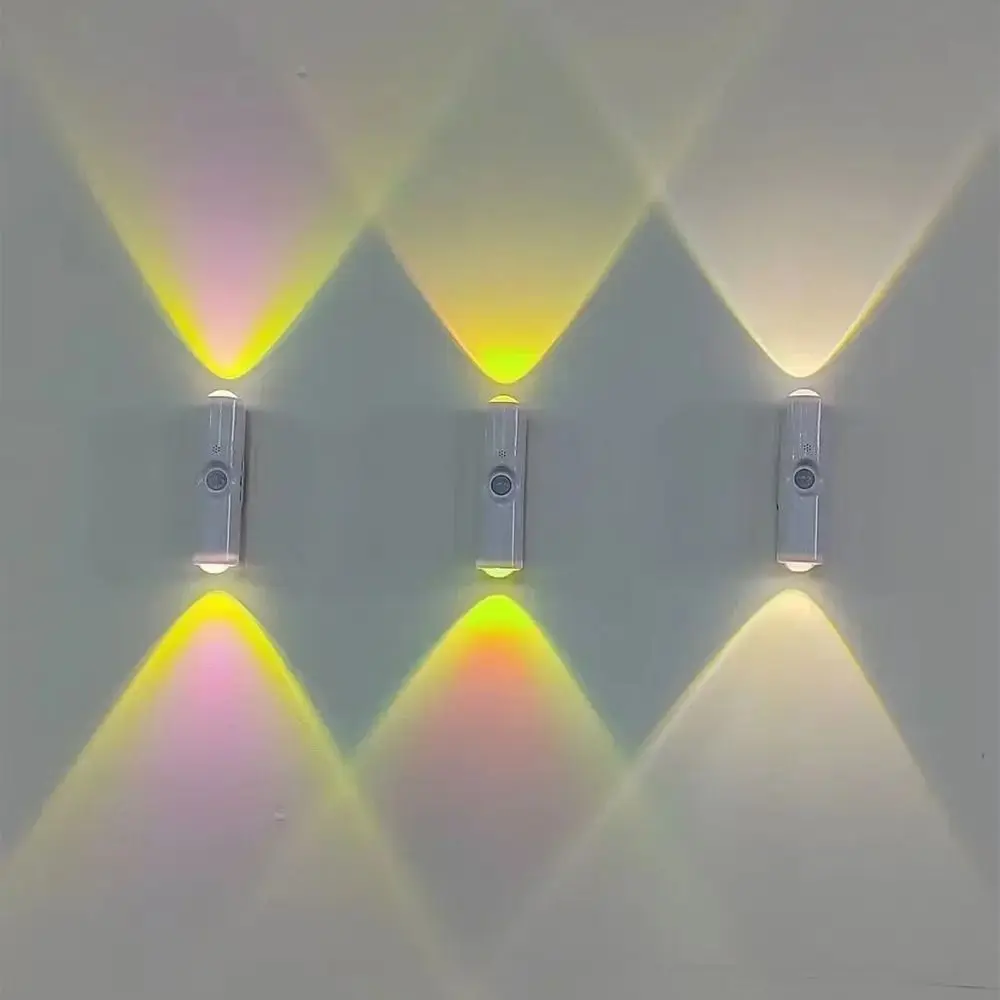 مستشعر لاسلكي ضوء ليلي محمول قابل لإعادة الشحن LED ضوء الخزانة عكس الضوء ملصق مغناطيسي RGB التدرج الجدار مصباح المطبخ