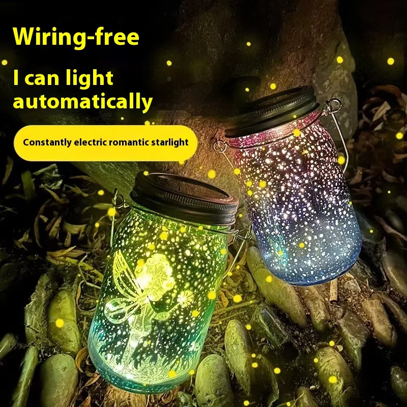 

Seven-color Solar Ladybug Garden Lamp, Carved Mason Cup, Outdoor Decorative Lamp, Portable Night Light