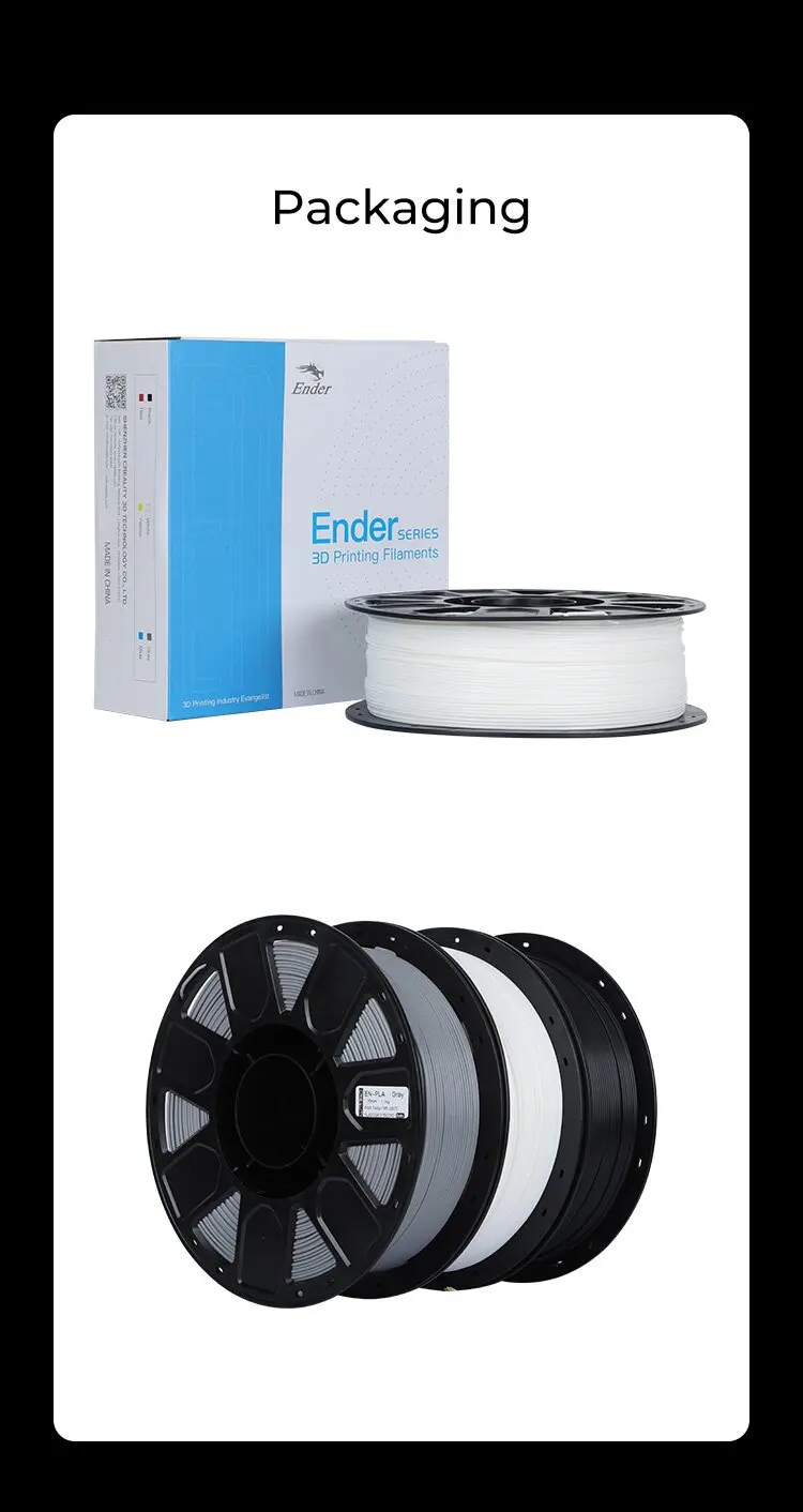 Creality Ender PLA Filament 3D 1.75mm 1KG Printing Plastic PLA Material For FDM 3D Printers Ender-3 V2 V3 SE KE S1 Ender 3 Serie