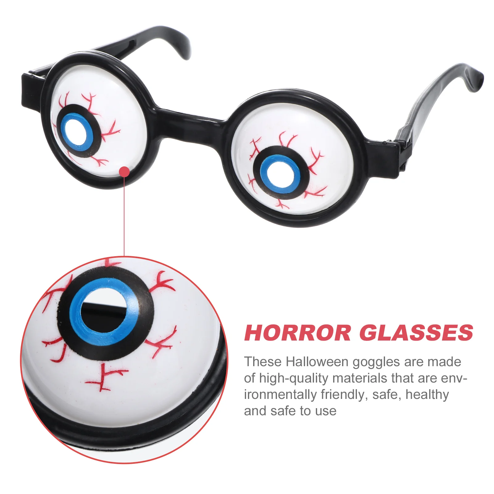 Lunettes d'Halloween pour Costume de Nouveau-Né, Boules Oculaires Décoratives, en Plastique, Amusantes, 6 Pièces