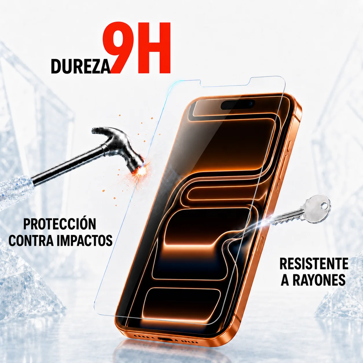 Cristal Templado para iPhone 17 16 15 18 Pro, Protector de Pantalla para iPhone 14 13 Plus Pro Max, Película Protectora 