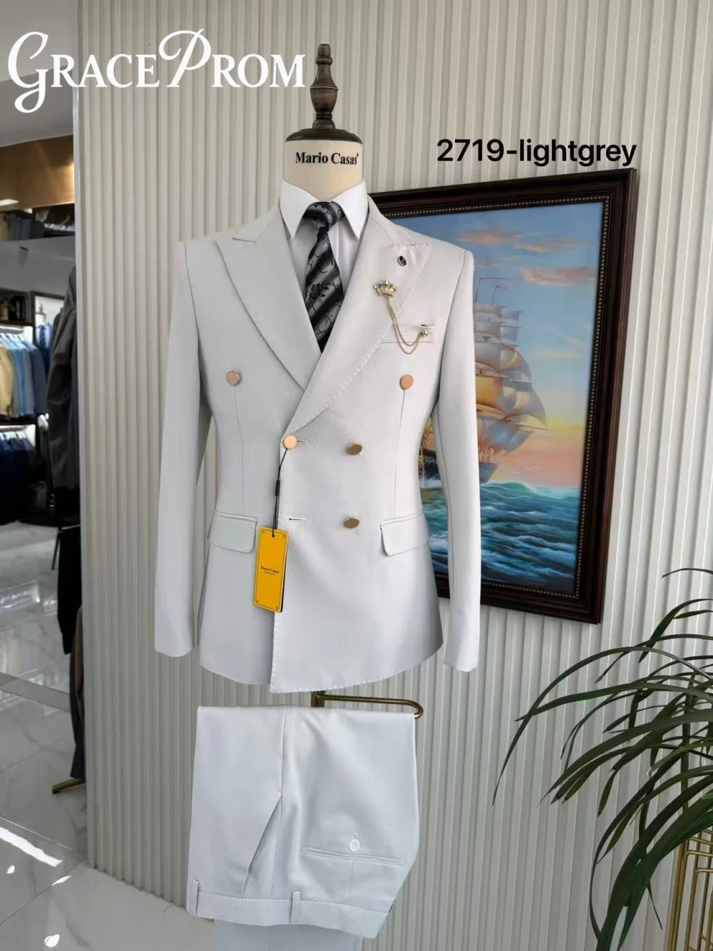 

Elegant Mens Solid Color Business Suit 2026 Formal Fashion Banquet Wedding Trend Groom Best Man Double Breasted Men 2 Piece