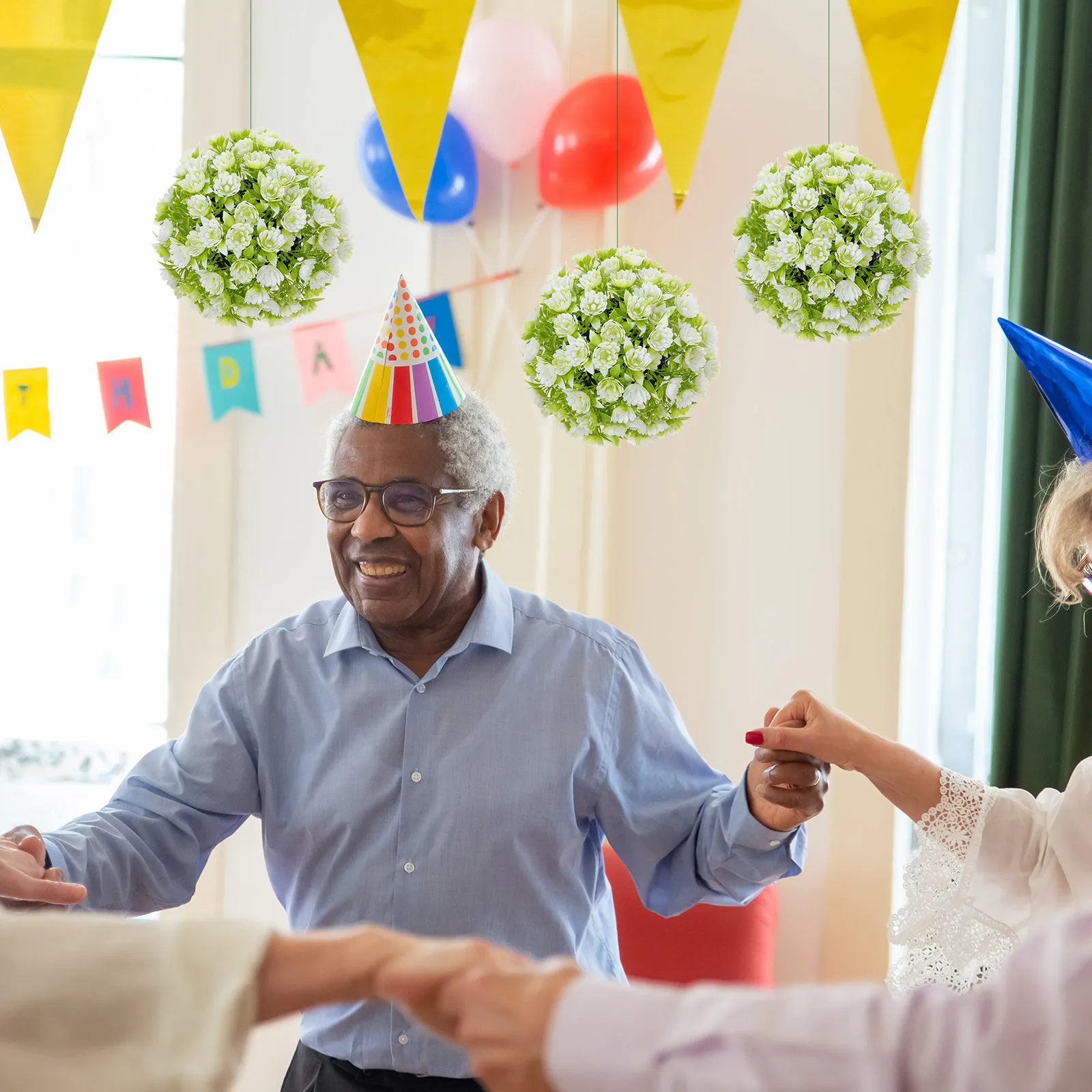 

Faux Flower Ball 20cm Artificial Plant Topiary Ball Spheres Wedding Party Decor Centerpiece DIY Round Fake Decorative Grass