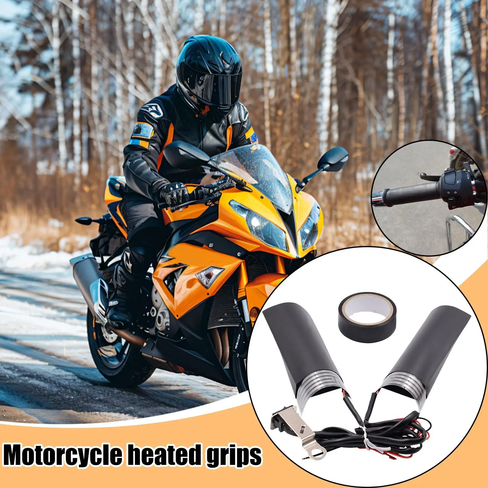 ATV Heated Grips 12v Waterproof Fast Heating Winter Motorcycle Grip Covers For Dirt Bike Scooter Winter Cold Weather Driving