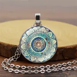 Mandala Necklace Fashion Glass Pendant Neckchain Jewelry