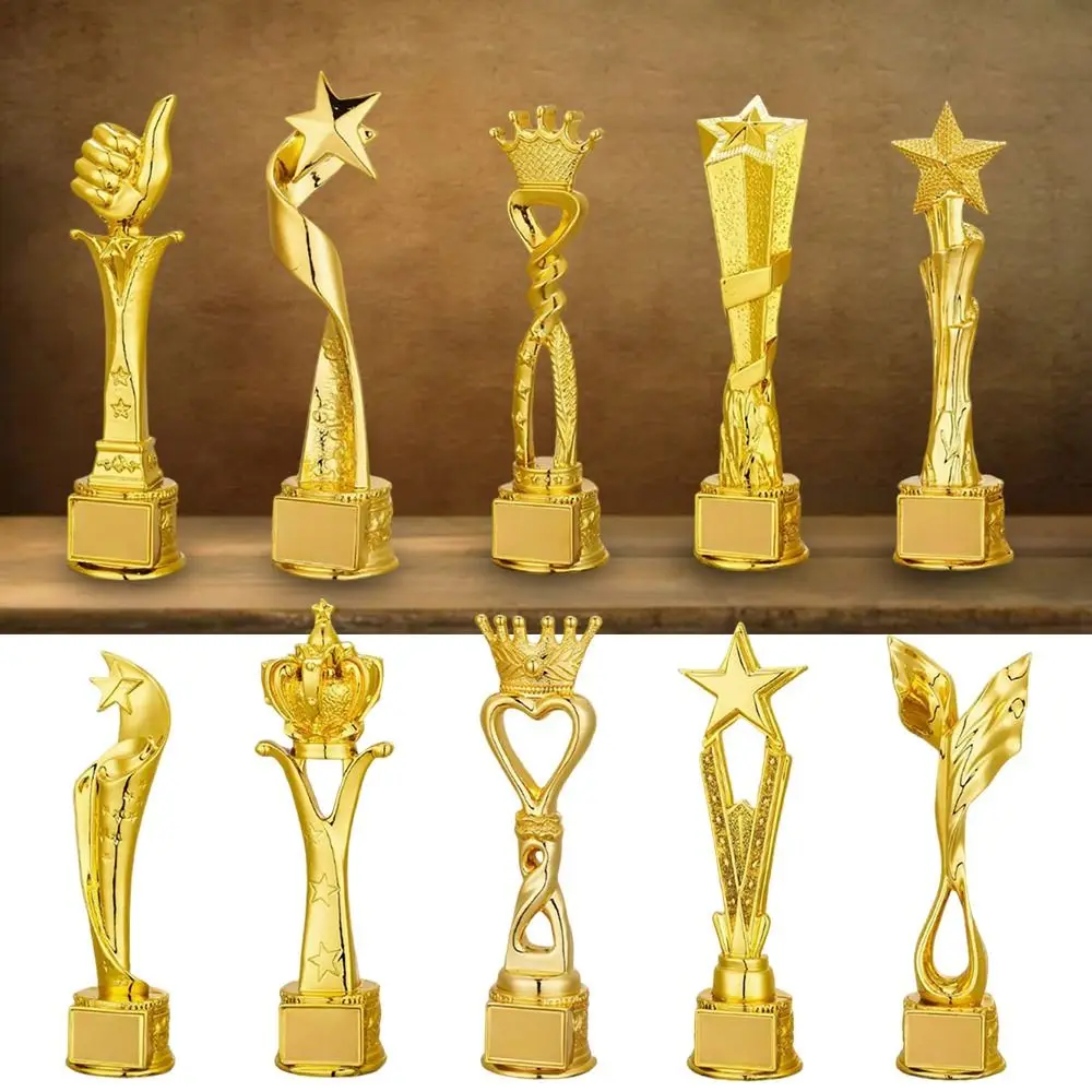 Crown Pentagram Competition Trophy Medal Golden Color Universal Pentagram Trophy Multi Size Gold Color Plastic Model