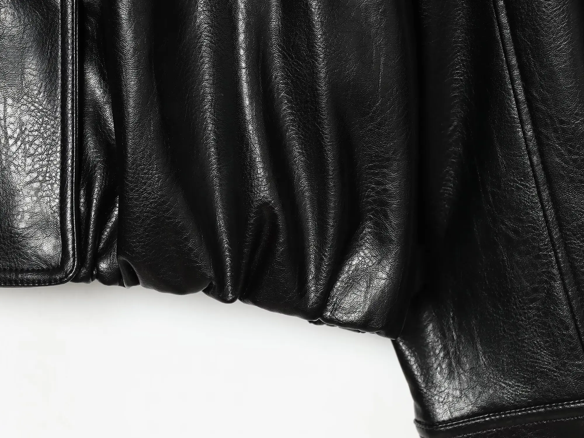 BSAY Damen Neue Kunstleder-Bomberjacke mit Stehkragen, Lose Geschnittene Oberbekleidung, Outdoor-Pendlerstil, Herbst-Winter-Freizeitjacke – Detail 10