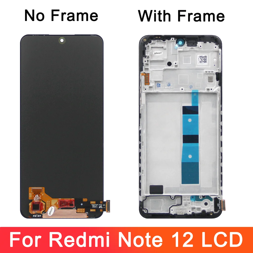 AMOLED For Xiaomi Redmi Note 12 4G Lcd Display Touch Screen Digitizer with Frame for Redmi Note 12 4G 23021RAAEG Screen