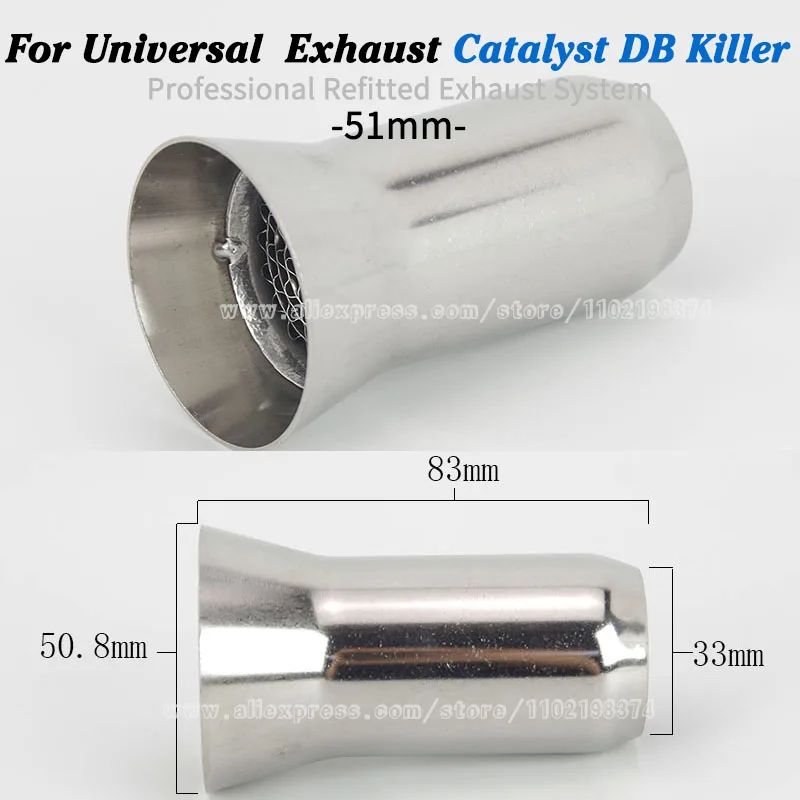 Universal 51MM Motorcycle Motor Exhaust Muffler Silencer With Catalyst DB killer 50.8MM Moto Racing For Honda Kasawaki BMW