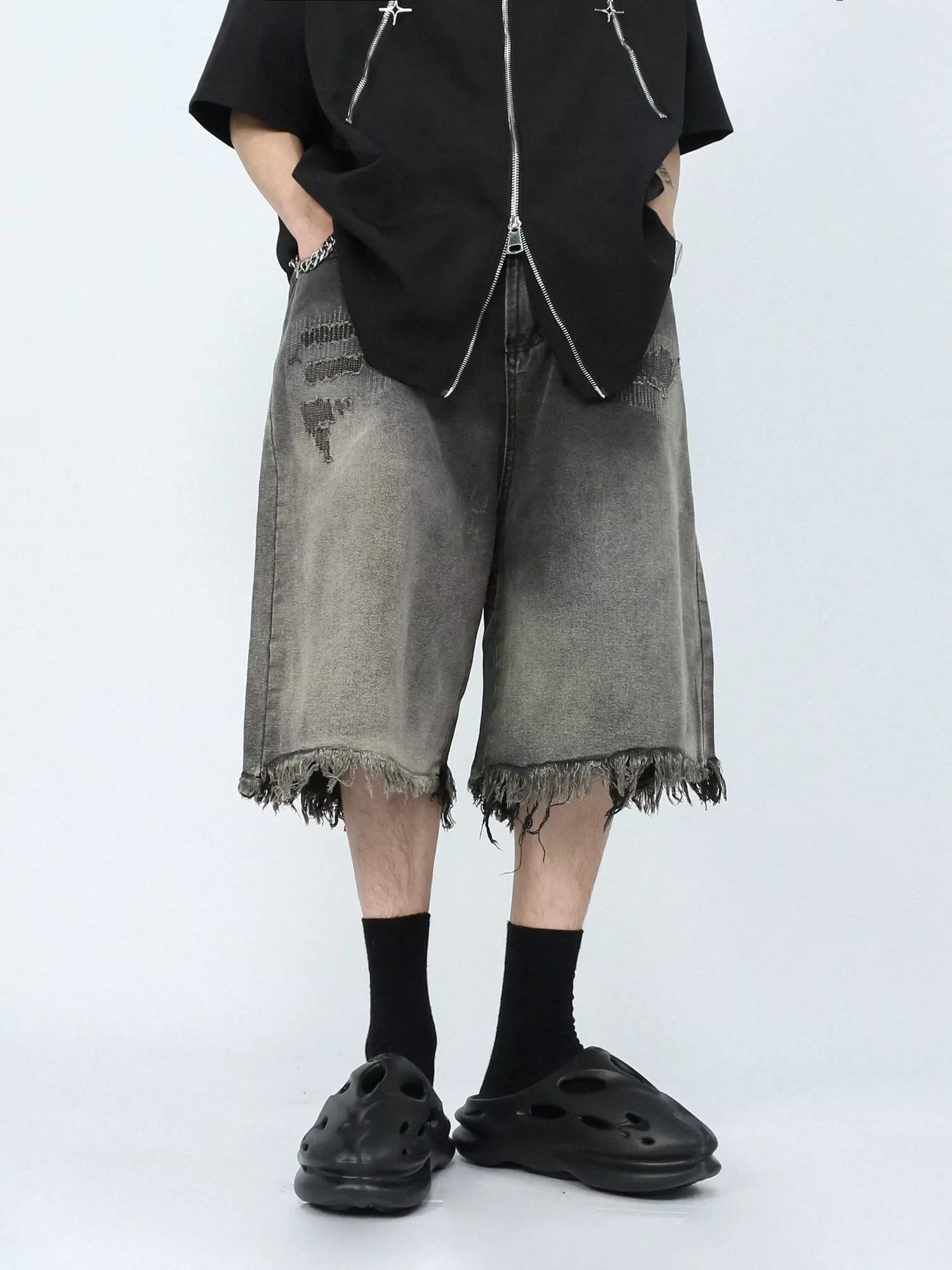 

Мужские джинсы в стиле ретро-американский кэжуал, летние, свободного кроя, трендовые, длина 6/7, повседневная молодежная одежда