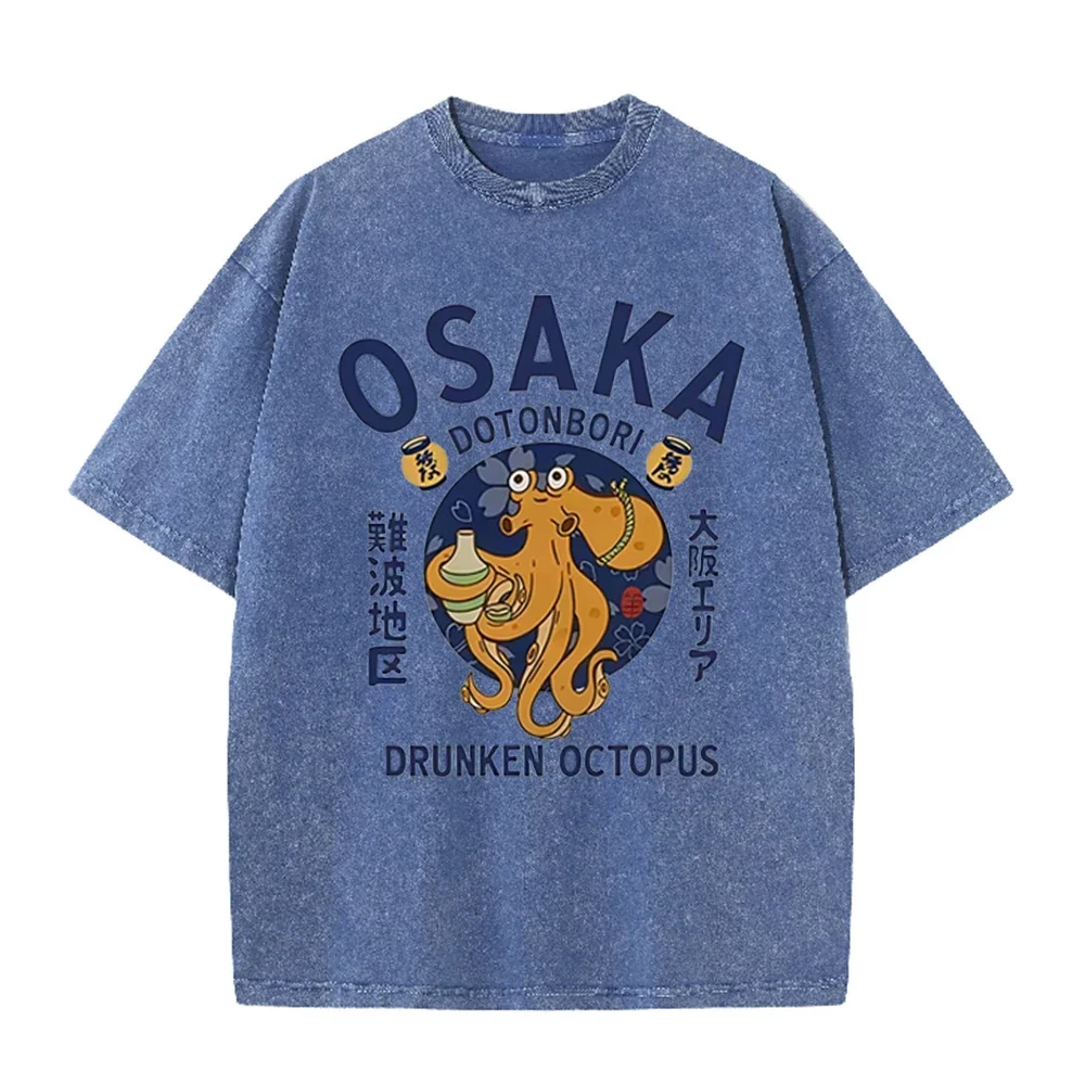 2026 Japanese Osaka Dotonbori Drunken Octopus Food Lover Funny Graphic Tee Shirt Mens Women Fashion High Quality Cotton T-Shirts