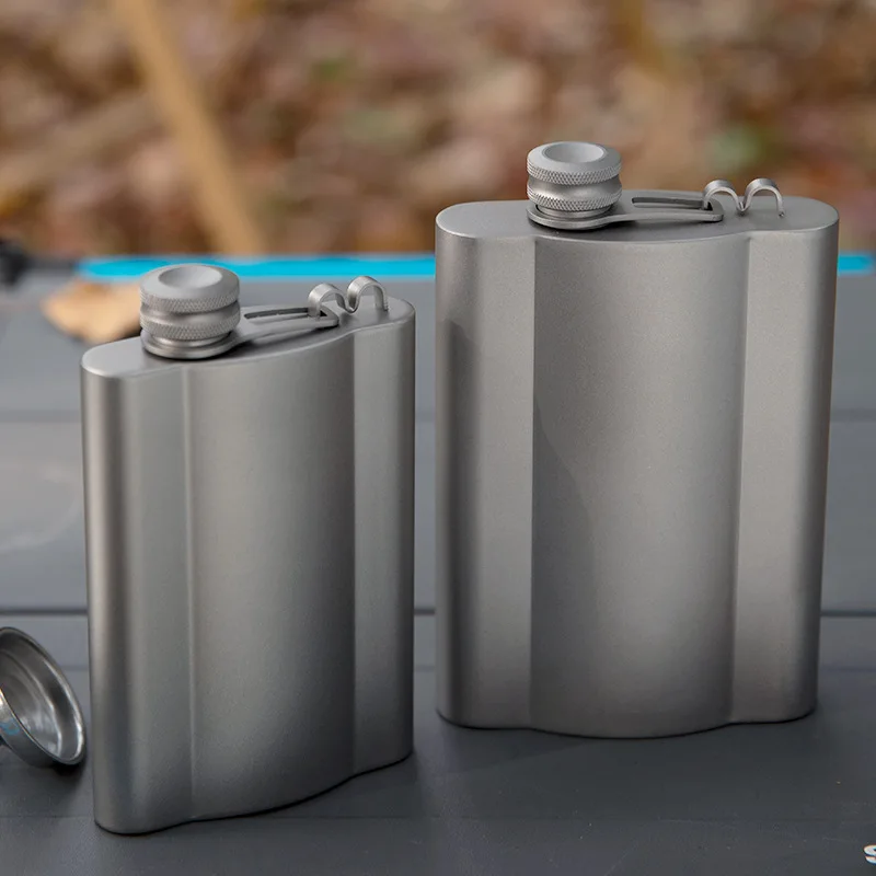 Ultralight Titanium Hip Flask for Whiskey Vodka Wine Outdoor Camping Picnic