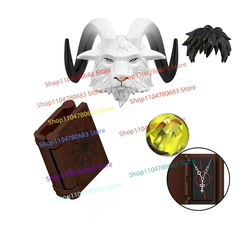 MOC Building Blocks Goat Head Monster Minifigure, Assembled Model Ornament, Anime Cartoon Collectible Action Figure Toy, Gift