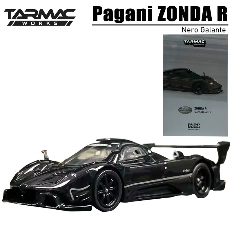 Tarmac Works 1/64 Pagani ZONDA R Nero Galante mainan logam campuran kendaraan Motor Diecast hadiah Model logam