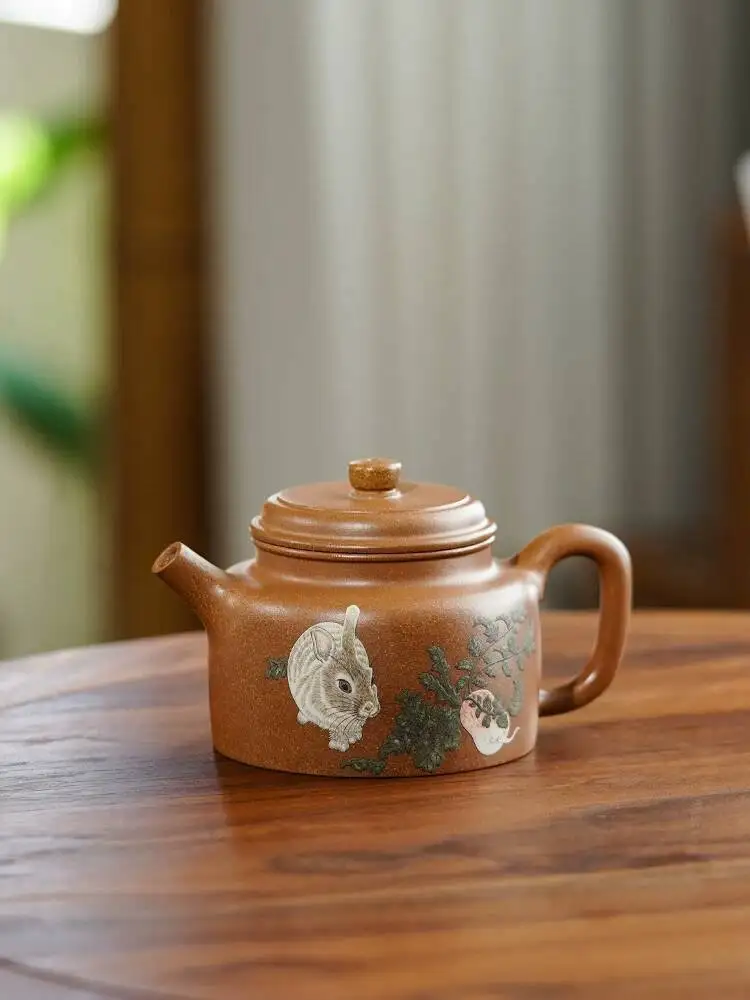 Yihu Chun High-End Purple Clay Teapot, Master Craftsman Li Jianjun's Pure Handmade Original Ore Osmanthus Sand Hand-Painted