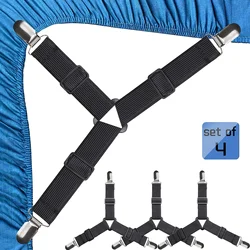 4pcs Adjustable Sheet Fasteners, Triangular Elastic Sling Clip Fixing Strap Clip for Sheets, Mattress Covers, Sofa Cushions