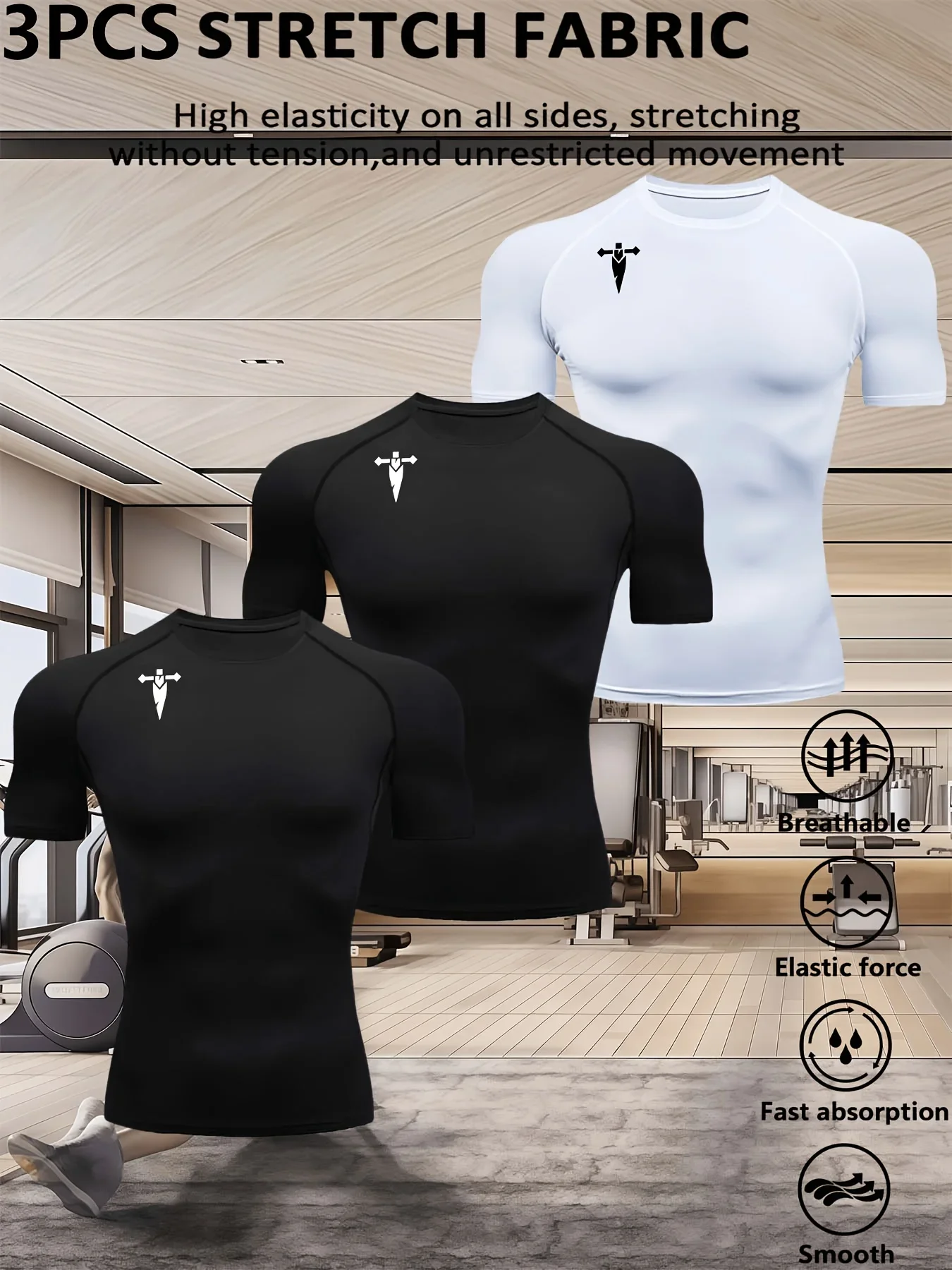 Triplet Men's Compression Printed T Shirt Summer Sportswear Running T-shirt Elastic Quick Dry Sport Gym Fitness TShirts Men