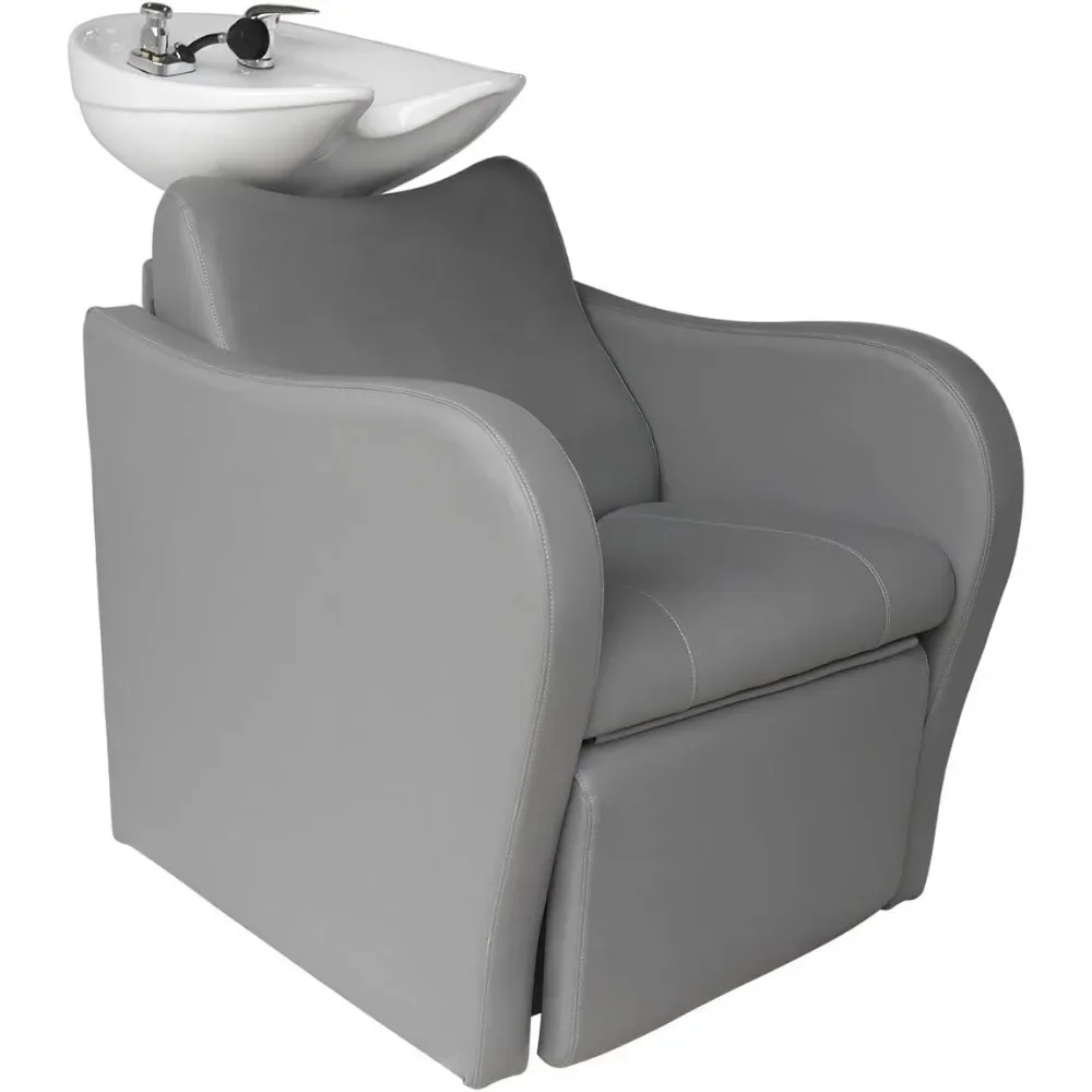 

Lexus Backwash Unit - Salon Shampoo Chair & Tilting Porcelain Shampoo Bowl, European Style Single Handle Faucet, Extra Wide Seat