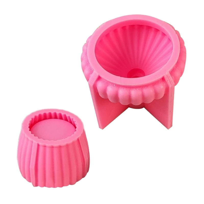 

M2EA Silicone Container Molds Striped Tower Mould for Handmade Jar Geometry Holder Making Mould