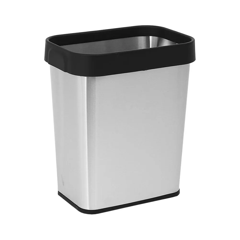 

Rectangle Stainless Steel Trash Can Space Saving for Hallway Corner Between Appliances Modern Household Garbage Bin Rubbish