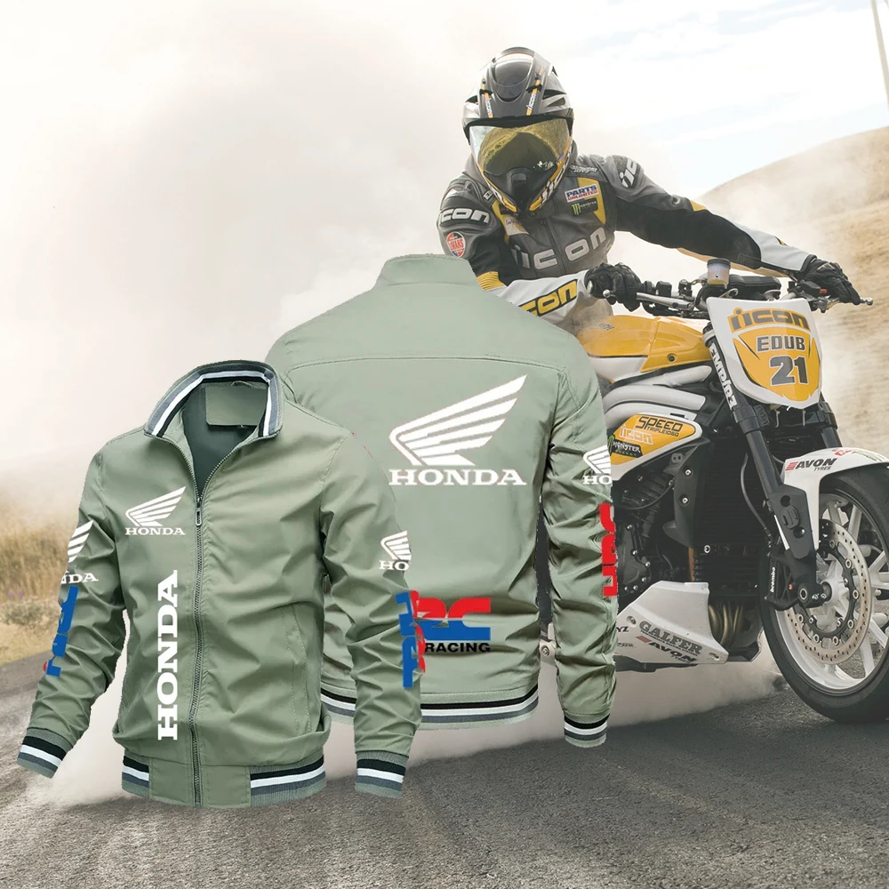 

Honda Motorcycle Jacket For Men Honda Red Wing and HRC Logo Biker Jacket Windbreaker Men Sportswear Slim Racing Team Jacket Male