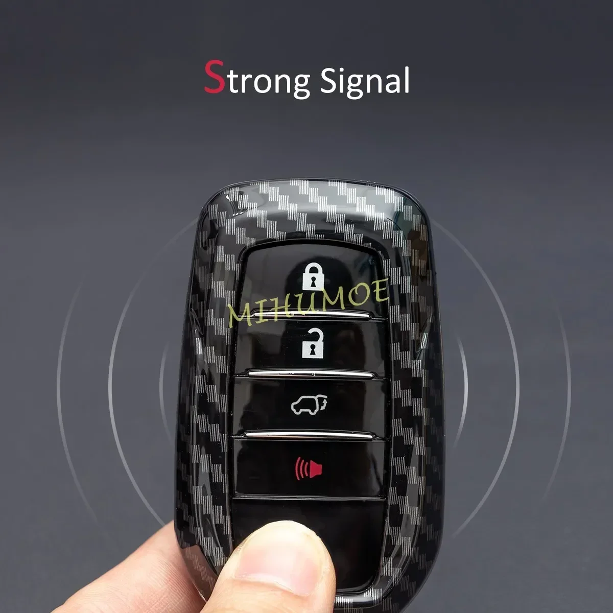 ألياف الكربون سيارة مفتاح فوب غطاء حامل سلسلة حلقة لتويوتا سيينا ميراي هايلكس فينزا هارير تندرا RAV4 رئيس ألارد #4