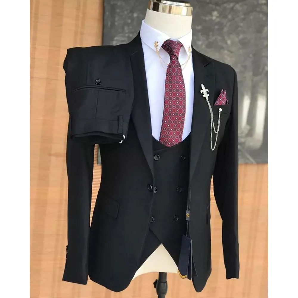 

Elegant Wedding Men Suits Single Breasted Paeak Lapel SSlim Fit Blazer Formal 3 Piece Jacket Pants Vest Outfits Costume Homme