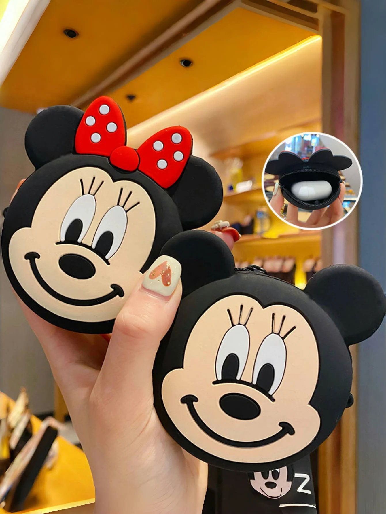 1 قطعة ميكي ميني ماوس حقيبة كروسبودي للنساء الكرتون الشكل ميني ميكي لطيف هلام السيليكا الكتف مفتاح سلسلة حقيبة الملحقات