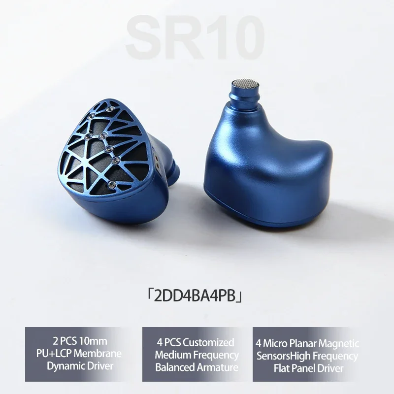 

Sound Rhyme SR10 2DD + 4BA + 4PB Hybrid Aluminum Alloy 2Pin 0.78mm 2-in-1 Replaceable Plug HIFI Audiophile In-ear Earphone IEMs