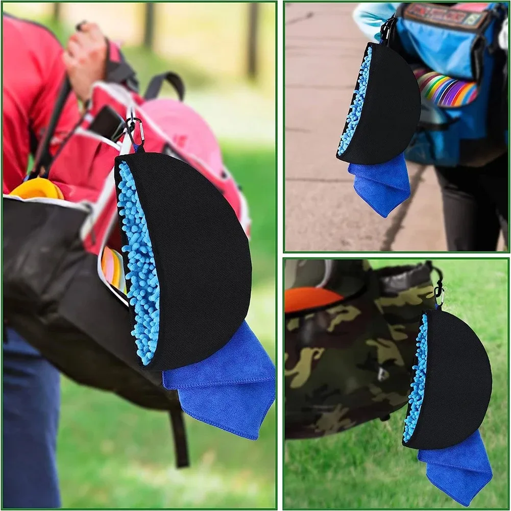 أداة تنظيف القرص الطائر مع قماش من الألياف الدقيقة ومشبك قرص طائر ملحقات منشفة الجولف حقيبة تنظيف الجولف لتجفيف الأقراص