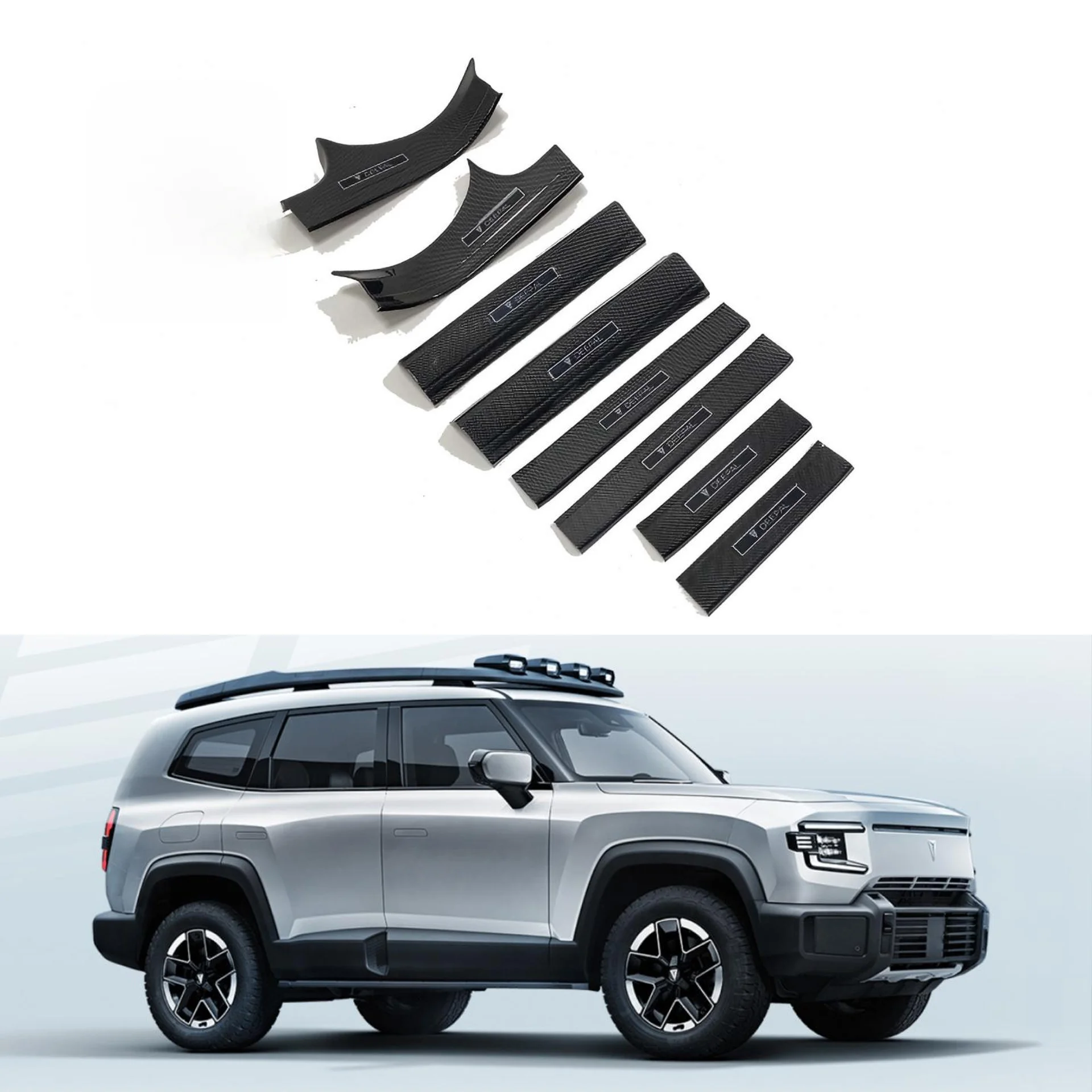 ABS Carbon Fiber Pattern Door Sill Protector Welcome Pedal Trim For Changan Deepal G318