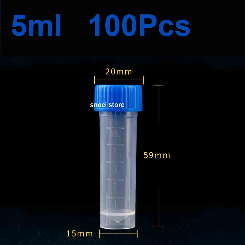 100 Stück Kunststoff-Reagenzgläser, Gefrierröhrchen, Fläschchen, Probenhandwerk, Schraubverschluss, Flaschen für Büro, Schule, Chemiebedarf, 1–15 ml – Detail 11