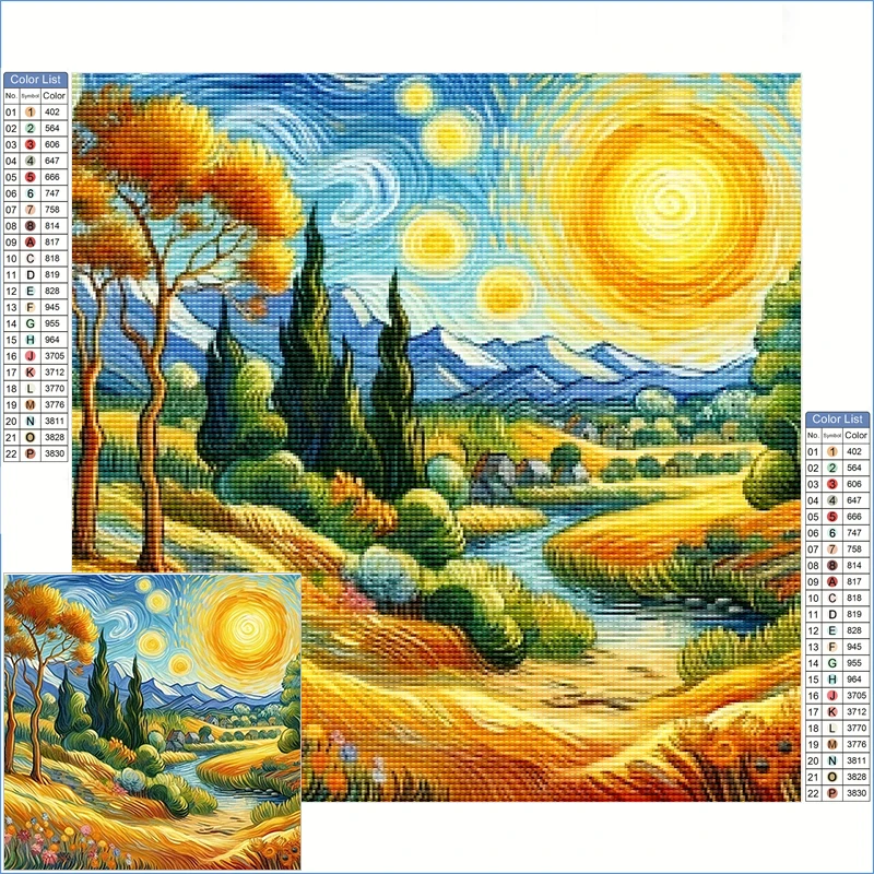

Наборы алмазной живописи Полная алмазная вышивка Катящиеся холма с деревьями и кипарисом Алмазные картины Искусство и ремесла Взрослые
