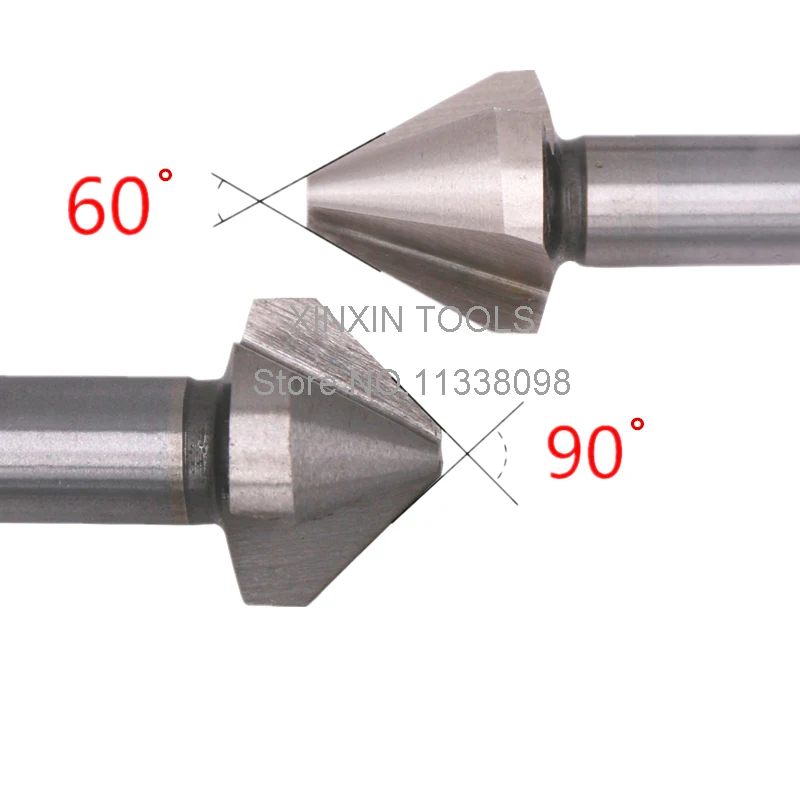 1PCS 6.3mm-50mm 60 Degree/90 Degree 1 Flute/3 Flute HSS Chamfer Chamfering End Mill Cutter Bit (10.4/16.5/20.5/25/30/35/40/50mm)