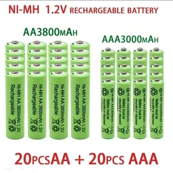 1.2V Rechargeable Battery 100% Genuine 1.2V AA 3800mAh +AAA 3000mAh Rechargeable Battery NI-MH Battery Free Shipping