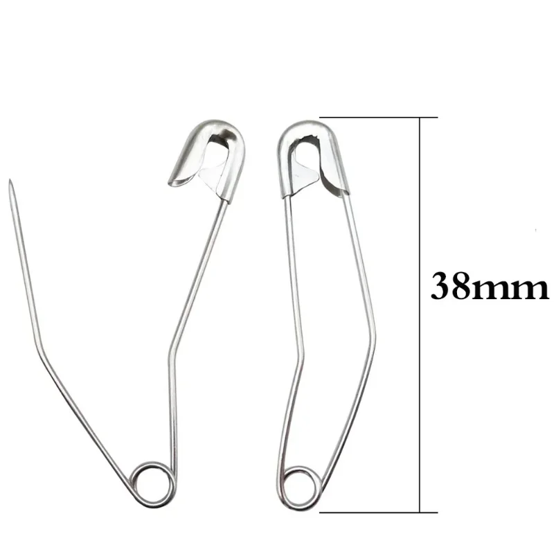 60/100pcs/box Curved Safety Pins Silver 38mm Sewing Pins Quilting Knitting Bending Pin for DIY Blankets Crafts Brooch Making