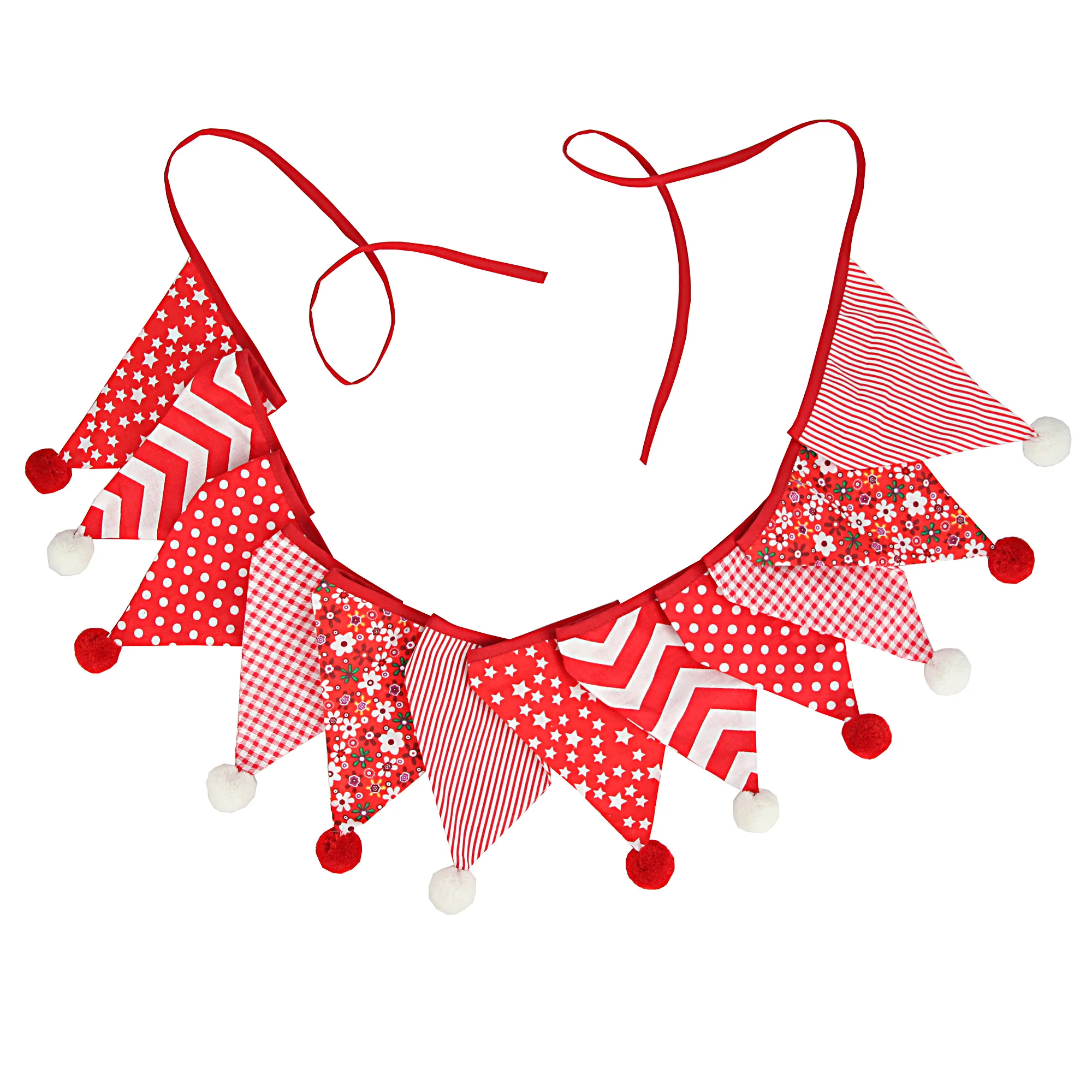 3,2 m Vintage-Blumenstoff-Wimpelkette, 12 Wimpel-Flaggen mit Kugeln, Hochzeit, Party, Dekoration, Banner, Zuhause, Babyparty, Karneval, Girlande – Detail 5